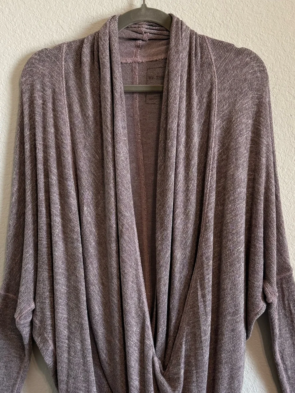 Free People Sheila Hacci Top Drapey Wrap Front Soft Stretch Knit Dolman Sleeve S
